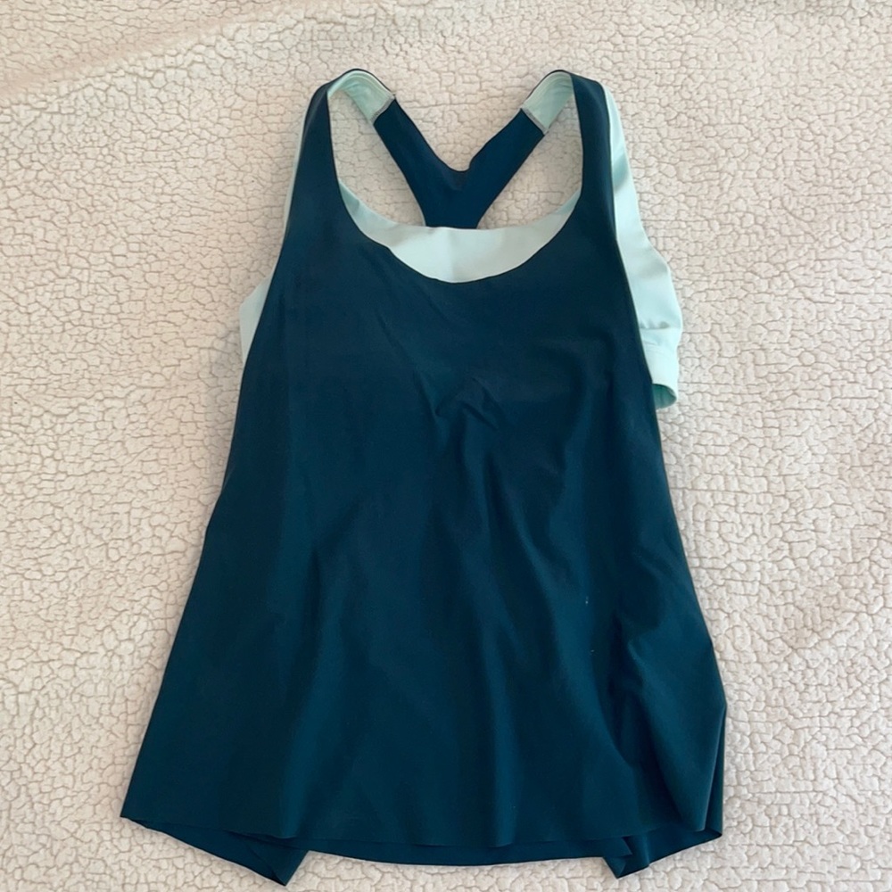 teal tank with aqua built in bra